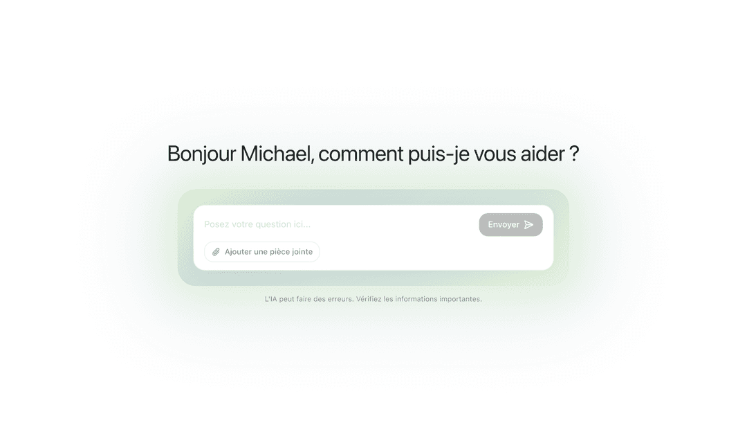 Écran de l'agent conversationnel ClipHow : un champ de saisie pour poser une question en langage naturel, avec la possibilité de joindre un document.